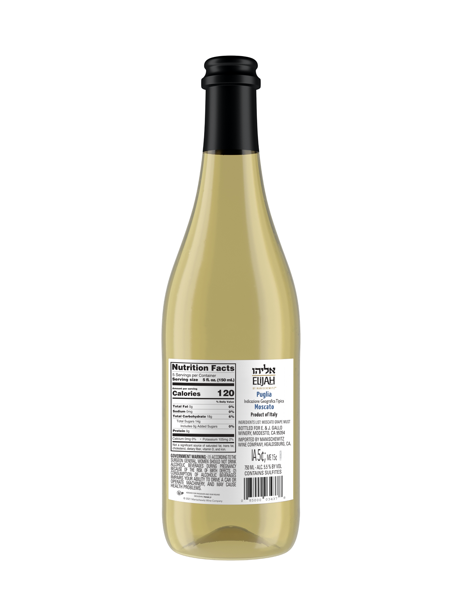 Elijah by Manischewitz Moscato 750ML image number 2